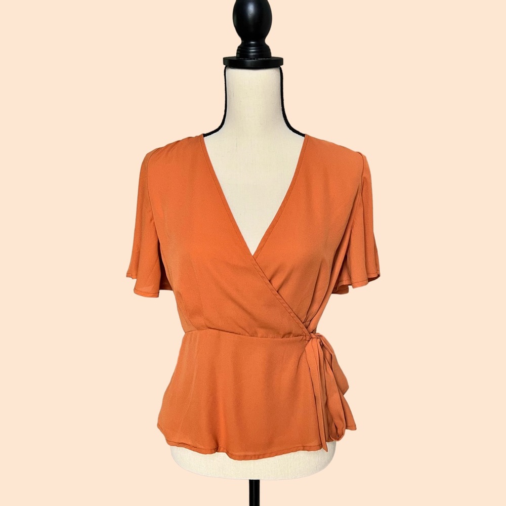 NWT ShineStar Wrap Front Crossover Blouse